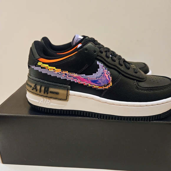 Nike Women's Air Force 1 Shadow SE Black with Multicolor Accents - Picture 1 of 8